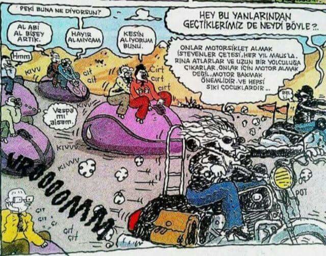 Motosiklet karikatürleri Onlar motosiklet almak isteyenler çetesi